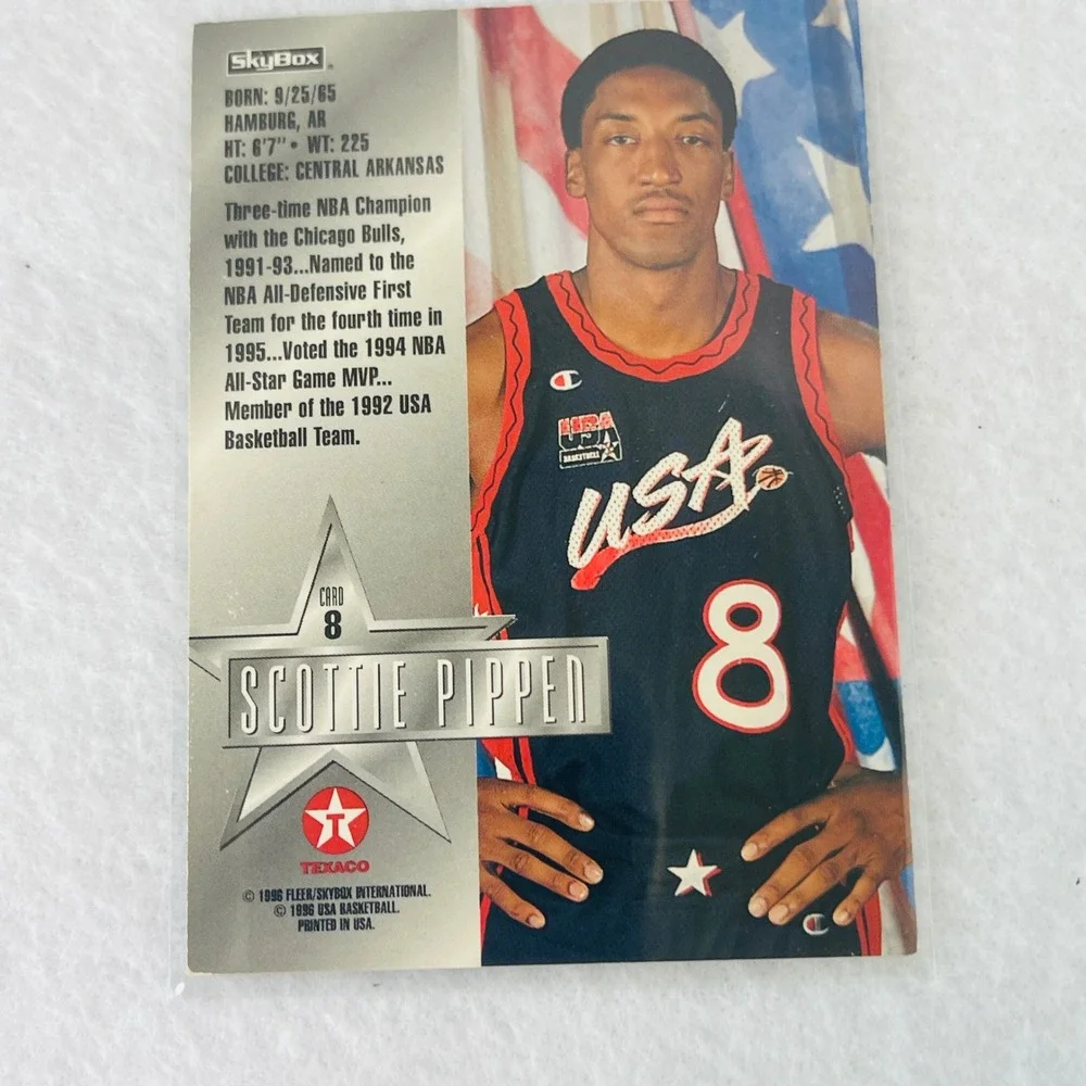 1996 SkyBox USA Basketball Scottie Pippen #8 Texaco Promo Card Chicago Bulls
